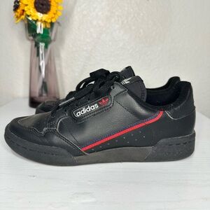 Adidas Big Kid’s Black Sneakers with Red Stripe